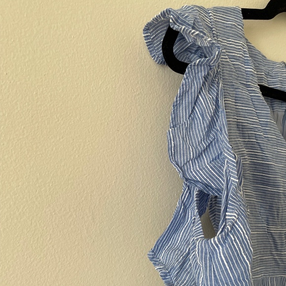 J.O.A. 100% Cotton Striped Blue and White Dress - Picture 3 of 11